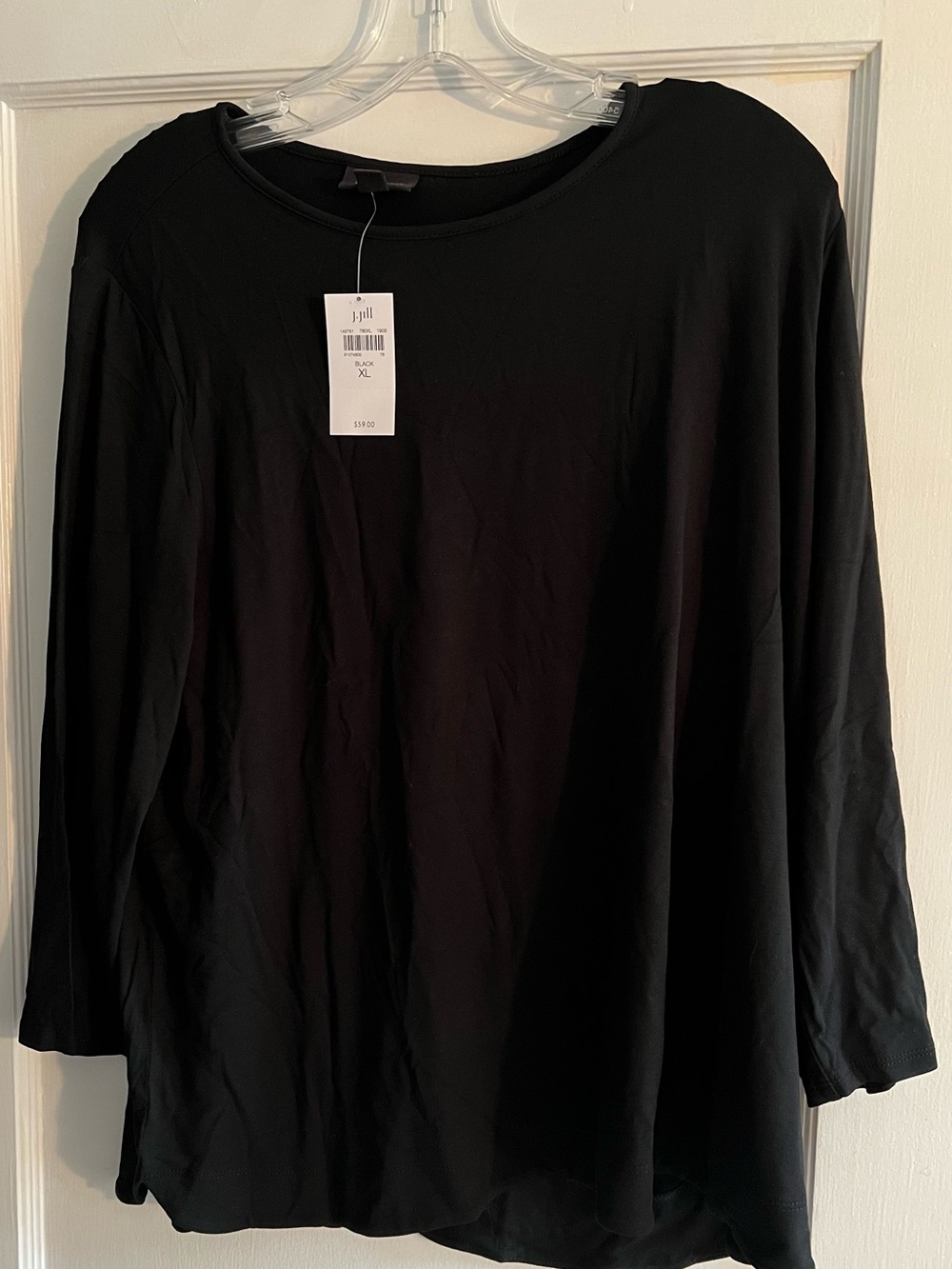 J.Jill Black Blouse XL NWT Long Sleeve Knit Top Soft Stretch Flowy